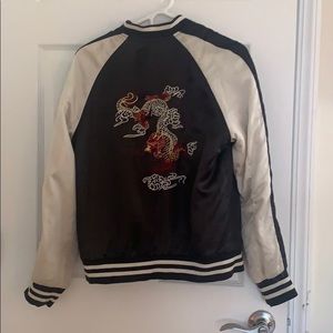 Satin embroidered bomber
